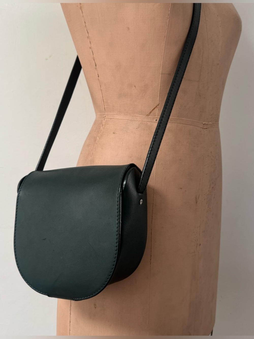 COS Dark Green Crossbody Leather Saddle Bag - Picture 5 of 16